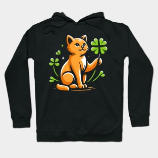 Cat Holding Shamrock for St Patricks Day Hoodie